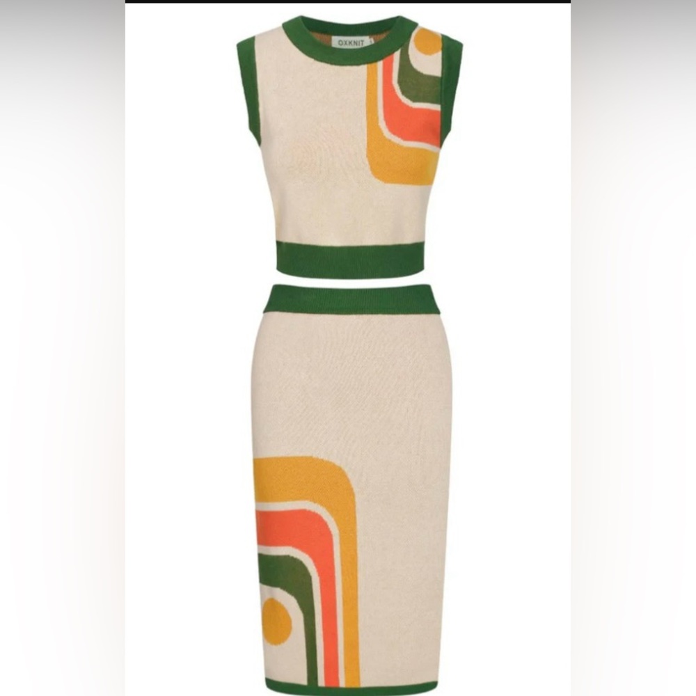 Chic Color Block Skirt Set